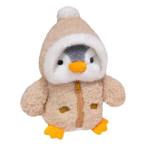 SNONESIY Pinguin Kuscheltier 25cm Kuscheltier Pinguin Süße Kuscheltiere mit Hut,Kuscheltier Süß,Pinguin Puppe, Pinguin-PlüSchtier,Pinguin Plüschtiere,Geschenke für Mädchen und Jungen (Braun) von SNONESIY