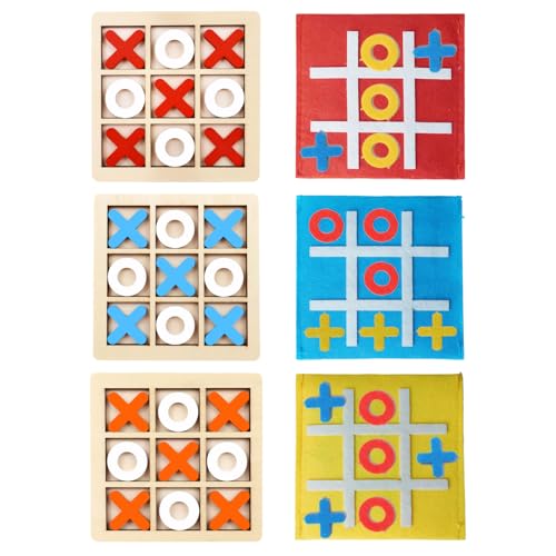 Tic Tac Toe 3 Stück Tic Tac Toe Extreme Tic Tac Toe Extreme Holzspiel Xo Tic-Tac-Toe Spiel 9,8 X 9,8 X 0,5 cm Kommt mit 3 Stück Filz-Minigitter Familienfeiern für Kinder und Erwachsene von SNONESIY