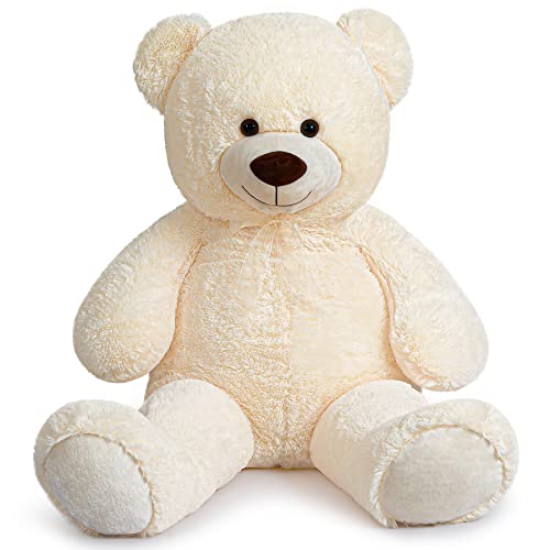 SNOWOLF Riesen XXL Teddybär Plüsch Kuschelbär Plüschbär mit Knopfaugen 110cm, Groß Weiches Teddy Bear Stofftier Geschenk ​am Geburtstag, Valentinstag oder Weihnachten（1.1m, Creme） von SNOWOLF