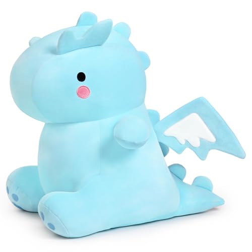 SNOWOLF 25cm Nette Dinosaurier Plüsch Spielzeug Weiche Plüsch Figur Spielzeug, Dino gefüllte Tier Puppen, Plüsch Kissen für Geburtstagsgeschenke für Kinder Mädchen Jungen, blau von SNOWOLF