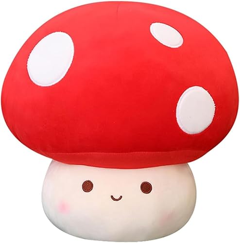 SNOWOLF 30cm Pilz Plüsch Spielzeug 3D Weiche Pilz Plüsch Kissen Kawaii Squishy Puppe Gefüllte Umarmung Kissen Geschenk für Mädchen Kinder Frauen Dekor Weihnachten Valentins Party (red) von SNOWOLF