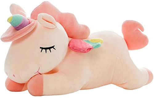 SNOWOLF Einhorn Stofftier Spielzeug Liegen Niedliches weiches Einhorn Plüsch Umarmungskissen mit Regenbogenflügeln Kawaii Spielzeug für Kinder Mädchen (Rosa, 40 cm) von SNOWOLF