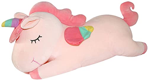 SNOWOLF Einhorn Stofftier Spielzeug Liegen Niedliches weiches Einhorn Plüsch Umarmungskissen mit Regenbogenflügeln Kawaii Spielzeug für Kinder Mädchen (Rosa, 60cm) von SNOWOLF