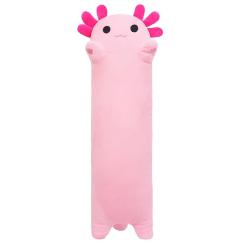 SNOWOLF Gefüllte Axolotl Lange Kissen Plüsch Tier Spielzeug Weiche Kawaii Stuff Kuscheltier Spielzeug Entzückende Umarmung Kissen für Kinder (90cm, rosa) von SNOWOLF