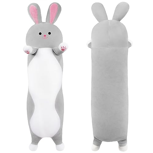 SNOWOLF Kaninchen Lange Plüsch Kissen Nette Bunny Gefüllte Tier Spielzeug Plüsch Weiche Umarmung Körperkissen für Kinder und Familie (50cm, GreyRabbit) von SNOWOLF