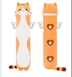 SNOWOLF Katze Weiches Kissen Plüsch Long Schlafkissen Baumwolle Kätzchen Kissen Kuschelig Gefüllte Niedliche Plüschpuppe Spielzeug Geschenk Für Kinder Freundin (Yellow, 90cm) von SNOWOLF