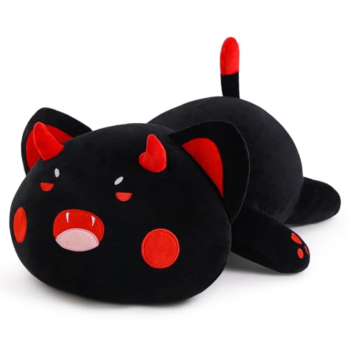 SNOWOLF Nette Katze Plüsch Umarmung Kissen Gefüllte Tiere Spielzeug, Kawaii Plüsch Spielzeug Super Soft Cartoon Wurf Kissen für Mädchen Jungen Brithday Geschenk (30cm, Schwarz) von SNOWOLF