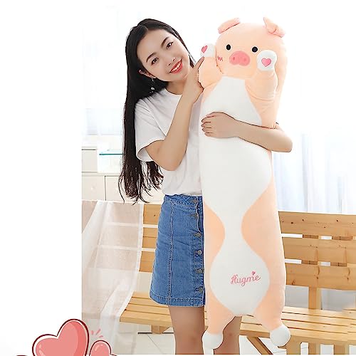 SNOWOLF Pig langes Plüschkissen, niedliches Plüschtier, weiches Plüschkissen, 110 cm, Pink Pig von SNOWOLF