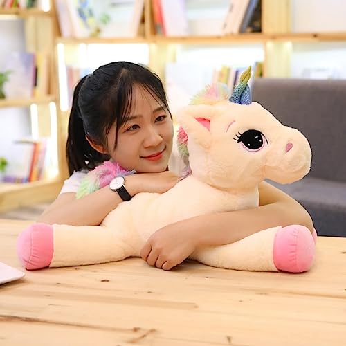 SNOWOLF Plüsch Spielzeug Einhorn Großes Plüsch Tier Spielzeug Plüsch Kissen Großes Pferd Plüsch Fluffy mehrfarbiges Einhorn Geschenk für Kinder Mädchen Jungen, Valentinstag, Weihnachten(Rosa,60cm) von SNOWOLF