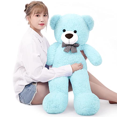 SNOWOLF XXL Teddybär 120cm Riesen Weiches Spielzeug groß Stofftier Plüschtier Plüschbär Kuschelbär Teddy Bär Geschenk (1.2m, SkyBlue) von SNOWOLF