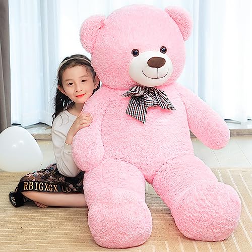 SNOWOLF Riesen XXXL Teddybär 145cm Riesen Weiches Spielzeug groß Stofftier Plüschtier Plüschbär Kuschelbär Teddy Bär Geschenk (1.4m, Rosa) von SNOWOLF