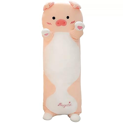 SNOWOLF Schwein langes Plüschkissen niedliches Plüschtier-Spielzeug weiches Seitenschläferkissen zum Umarmen (50cm, Schwein) von SNOWOLF