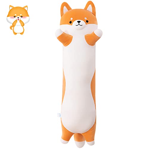 SNOWOLF Shibainu Lange Plüsch Kissen Nette gefüllte Tier Spielzeug Plüsch Weiche Umarmung Körper Kissen Geschenk für Kinder und Familie (Shibainu, 90cm) von SNOWOLF