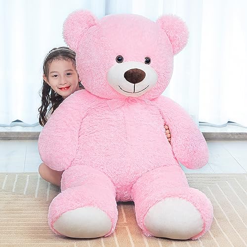 SNOWOLF Teddybär, niedliches Stofftier, Plüschtier, 130 cm, großer Bär, Kuschelpuppe, Geschenk für Kinder, Jungen, Mädchen, Geburtstag, Weihnachten, Valentinstag (1.3m, Rosa) von SNOWOLF