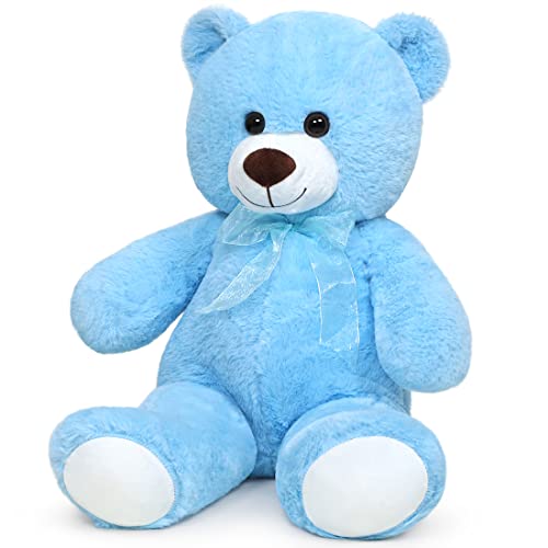 SNOWOLF Teddybär Plüsch Kuschelbär Plüschbär mit Knopfaugen Weiches Nette Bär Puppe Tier Spielzeug Geschenk für Kinder Jungen Mädchen am Geburtstag Weihnachten Valentinstag（40m, Blau） von SNOWOLF