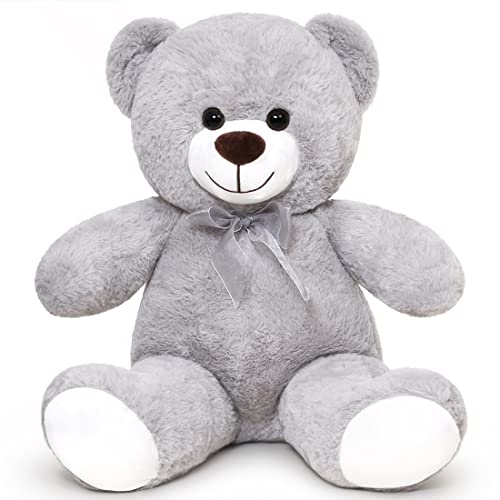 SNOWOLF Teddybär Plüsch Kuschelbär Plüschbär mit Knopfaugen Weiches Nette Bär Puppe Tier Spielzeug Geschenk für Kinder Jungen Mädchen am Geburtstag Weihnachten Valentinstag（40m, Grau） von SNOWOLF