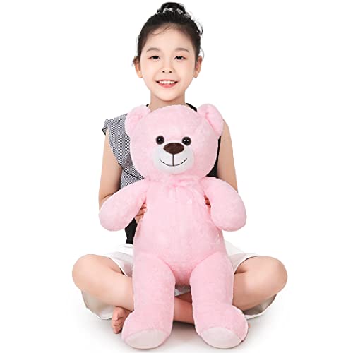 SNOWOLF Teddybär Plüsch Kuschelbär Plüschbär mit Knopfaugen Weiches Nette Bär Puppe Tier Spielzeug Geschenk für Kinder Jungen Mädchen am Geburtstag Weihnachten Valentinstag（40m, Rosa） von SNOWOLF