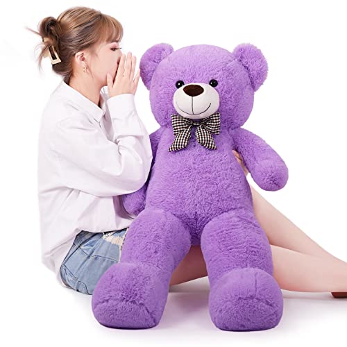 SNOWOLF XXL Teddybär 120cm Riesen Weiches Spielzeug groß Stofftier Plüschtier Plüschbär Kuschelbär Teddy Bär Geschenk (1.2m, Violett) von SNOWOLF