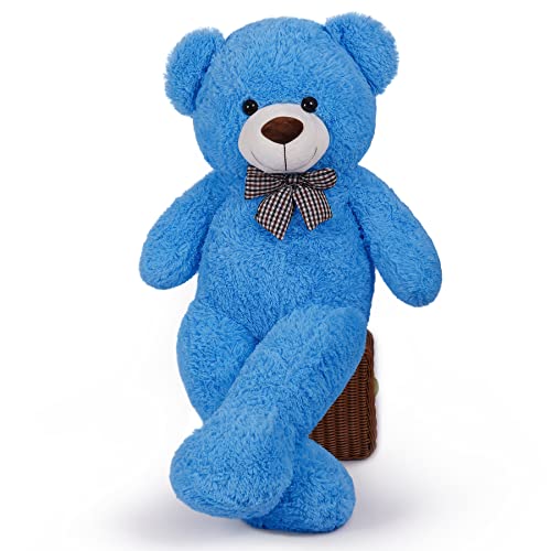 SNOWOLF XXL Teddybär 120cm Riesen Weiches Spielzeug groß Stofftier Plüschtier Plüschbär Kuschelbär Teddy Bär Geschenk (1.2m, Blau) von SNOWOLF