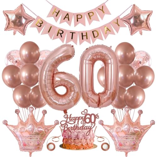 60. Geburtstag Dekorationen Frauen 60 Geburtstag Frauen Luftballons 60 Geburtstag Frau Deko 60. Geburtstag Frau Rosegold Tortendeko Geburtstagsdeko 60. Geburtstag Ballon 60 Jahr Frau Geburtstagsdeko von SNOWZAN