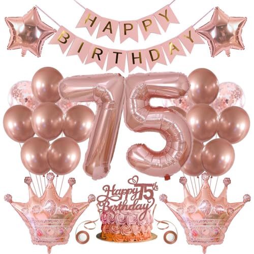 75. Geburtstag Dekorationen Frauen 75 Geburtstag Frauen Luftballons 75 Geburtstag Frau Deko 75. Geburtstag Frau Rosegold Tortendeko Geburtstagsdeko 75. Geburtstag Ballon 75 Jahr Frau Geburtstagsdeko von SNOWZAN