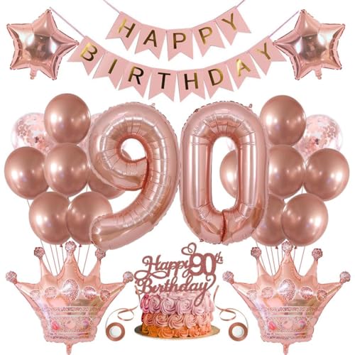 90. Geburtstag Dekorationen Frauen 90 Geburtstag Frauen Luftballons 90 Geburtstag Frau Deko 90. Geburtstag Frau Rosegold Tortendeko Geburtstagsdeko 90. Geburtstag Ballon 90 Jahr Frau Geburtstagsdeko von SNOWZAN