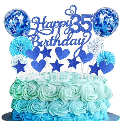 Cake Topper 35 Kuchendeko Geburtstag Frauen NavyBlau Happy 35.birthday Kuchen Deko 35. Geburtstag Happy Birthday 35 Geburstagstorte Deko Tortendeko 35 NavyBlau Geburtstag Kuchen Deko 35 Geburtstag von SNOWZAN