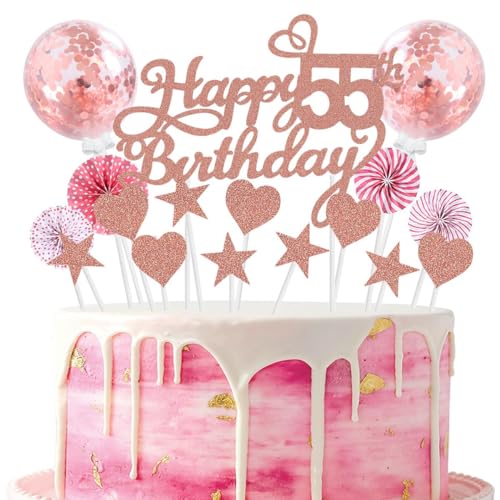 Cake Topper 55 Kuchendeko Geburtstag Frauen Rosegold Happy 55.birthday Kuchen Deko 55. Geburtstag Happy Birthday 55 Geburstagstorte Deko Tortendeko 55 Rosegold Geburtstag Kuchen Deko 55 Geburtstag von SNOWZAN