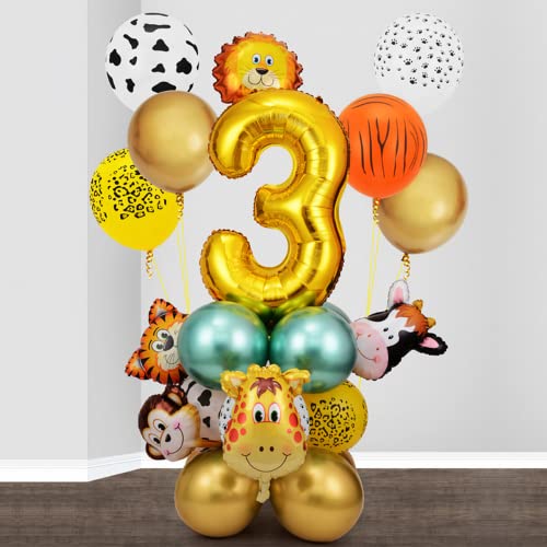 SNOWZAN 26 pcs Dschungel Geburtstag Dekoration 3 Jahr Geburtstagsdeko Jungen 3Jahr Waldtiere Geburtstag Deko 3 Jahr Safari Geburtstagsdeko 3 Jahr Safari Ballons Tier Folienballon 3. Geburtstag Junge von SNOWZAN