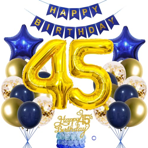 SNOWZAN 45. Geburtstag Dekorationen Blau Gold frauen Männer Deko 45 Geburtstag Männer 45 Jahre geburtstag Deko Luftballon 45. Geburtstag Luftballon Girlande 45 Jahre Geburtstagsdeko Tortendeko 45 Deko SNOWZAN 45. Geburtstag Dekorationen Blau Gold frauen Männer Deko 45 Geburtstag Männer 45 Jahre geburtstag Deko Luftballon 45. Geburtstag Luftballon Girlande 45 Jahre Geburtstagsdeko Tortendeko 45 Deko von SNOWZAN