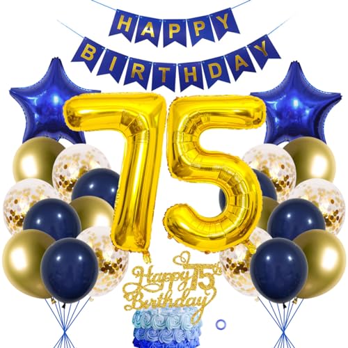 SNOWZAN 75. Geburtstag Dekorationen Blau Gold frauen Männer Deko 75 Geburtstag Männer 75 Jahre geburtstag Deko Luftballon 75. Geburtstag Luftballon Girlande 75 Jahre Geburtstagsdeko Tortendeko 75 Deko SNOWZAN 75. Geburtstag Dekorationen Blau Gold frauen Männer Deko 75 Geburtstag Männer 75 Jahre geburtstag Deko Luftballon 75. Geburtstag Luftballon Girlande 75 Jahre Geburtstagsdeko Tortendeko 75 Deko von SNOWZAN