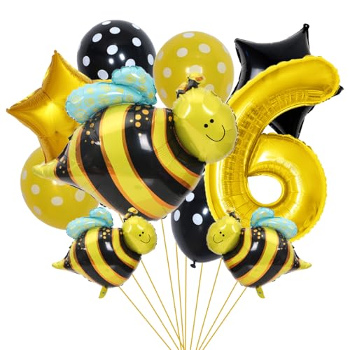 SNOWZAN Bienen Geburtstagsdeko 6. Geburtstag Mädchen Junge - Luftballons, Folienballon, Zahlen Ballon Zahl 6 - Gelb Deko Für Kinder Bee Party SNOWZAN Bienen Geburtstagsdeko 6. Geburtstag Mädchen Junge - Luftballons, Folienballon, Zahlen Ballon Zahl 6 - Gelb Deko Für Kinder Bee Party von SNOWZAN