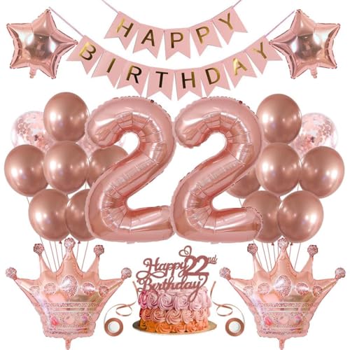 SNOWZAN Deko 22 Geburtstag Mädchen Partydeko Geburtstagsdeko Luftballons 22.geburtstag Deko Mädchen Rosegold Tortendeko 22.geburtstagsdeko 22 Mädchen 22 Jahre Geburtstag Deko Happy Birthday Banner SNOWZAN Deko 22 Geburtstag Mädchen Partydeko Geburtstagsdeko Luftballons 22.geburtstag Deko Mädchen Rosegold Tortendeko 22.geburtstagsdeko 22 Mädchen 22 Jahre Geburtstag Deko Happy Birthday Banner von SNOWZAN