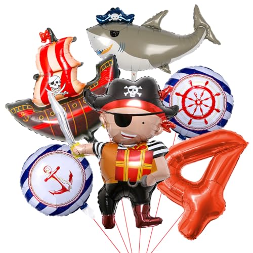 SNOWZAN Piratenschiff Ballon Piraten Kindergeburtstag Piratenschiff Luftballons Piratengeburtstag Piraten Geburtstagsdeko 4 Jahre Piraten Deko Kindergeburtstag Luftballons Piratenschiff Folienballon von SNOWZAN