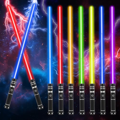 SOARFLY Laserschwert Kinder 2-in-1, Lichtschwert Kinder Lightsaber Verstellbarer, 7 Farben und Effekte Soundeffekte, Lichtschwert für Kinder Erwachsene Party, Cosplay, Geschenk 2 Stück SOARFLY Laserschwert Kinder 2-in-1, Lichtschwert Kinder Lightsaber Verstellbarer, 7 Farben und Effekte Soundeffekte, Lichtschwert für Kinder Erwachsene Party, Cosplay, Geschenk 2 Stück von SOARFLY