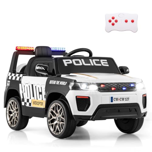 SOARS 12V Kinder Elektroauto, Polizeiauto mit Fernbedienung, Sirene, Blinker, Musik & Hupe, Elektrofahrzeuge für Kinder ab 3 Jahren von SOARS