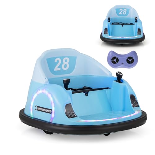 SOARS 6V Bumper Car, Autoscooter für Kinder mit Fernsteuerung, blinkenden LED-Lichtern, Soundeffekten, Elektrofahrzeug für Kinder ab 18 Monaten (Blau) von SOARS