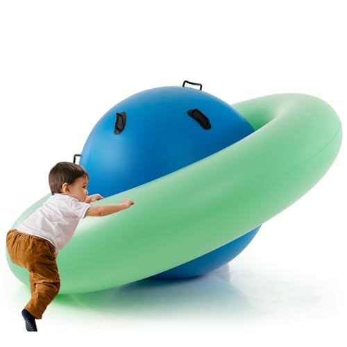 SOARS Aufblasbare Kletterkugel für Kinder, Hüpfball zum Klettern, Klettergerüst mit 6 Griffen, Kletterkuppel bis zu 3 Kinder 113kg belastbar, für Kinder ab 5 Jahren (Blau + Grün) von SOARS