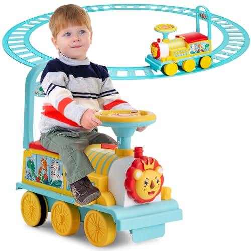 SOARS Elektro Zug Kinder, 6V Elektroauto mit Bahn, Musik, Licht, Stauraum, Zugpfeife, Elektrofahrzeuge belastbar bis 25 kg, Kinderauto für Kinder ab 3 Jahren (Blau) von SOARS