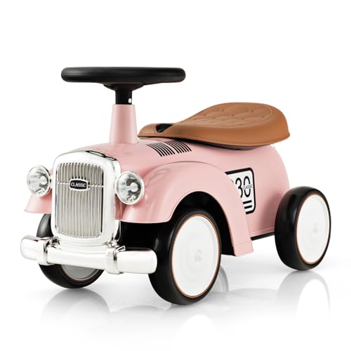 SOARS Rutschauto Retro, Rutschfahrzeug mit Lenkrad, Sound, Stauraum, Spielzeugauto Jungen & Mädchen für Kinder ab 1 Jahr (Rosa) von SOARS