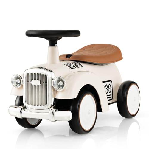 SOARS Rutschauto Retro, Rutschfahrzeug mit Lenkrad, Sound, Stauraum,Kotflügel, Spielzeugauto Jungen & Mädchen für Kinder ab 1 Jahr, 58 x 27 x 34 cm (Weiß) von SOARS