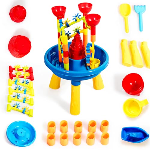 SOARS Wasserspieltisch, Sand und Wassertisch mit 30-teiligem Zubehör, Strandspielzeug Outdoor für Kinder ab 3 Jahre, Wasserspielzeug für Jungen & Mädchen von SOARS