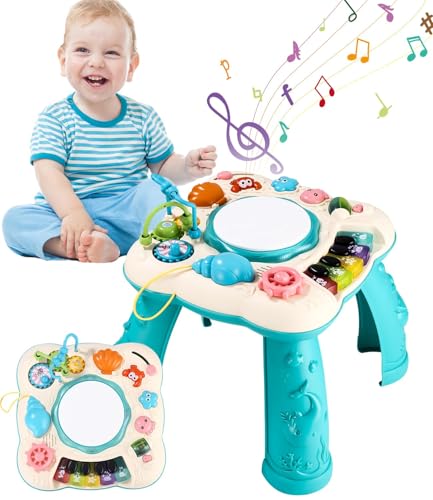 SOBEAU Kinderspielzeug Ab 1 Jahr, 6 in 1 Baby Spieltisch, Spielzeug mit Musikinstrumente Lernspielzeug Baby Spielzeug, Geschenke 1 2 3 Jahre Mädchen Junge, Grün von SOBEAU