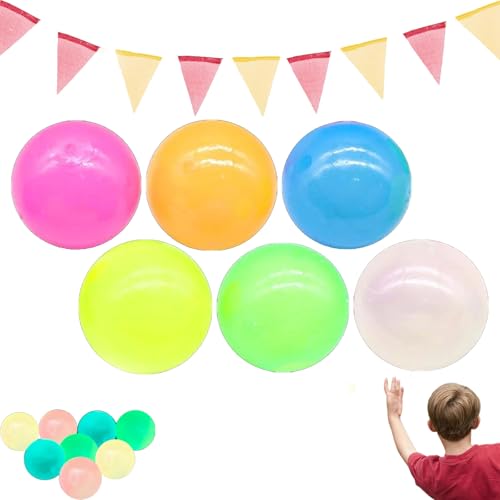 6pcs Glowbiez,Glorbs Ball,Leuchtende Klebrige Bälle,Klebrige Kugeldecke Leuchtend,Glows In The Dark Sticky Balls,Leuchtende Stressabbau-bälle, Im Dunkeln Leuchtender, Klebriger Zielball von SOCLING