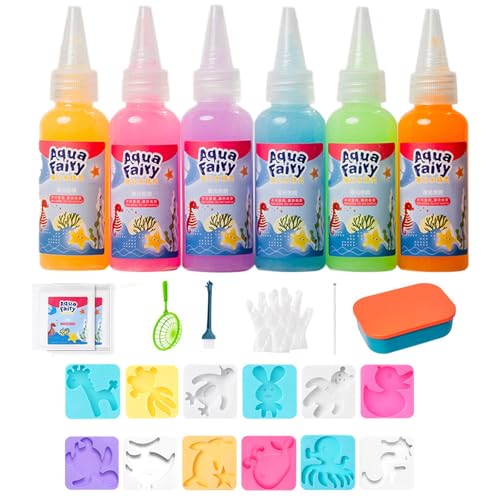 Magic Water Gel, Magic Water Elf Set,DIY Magisches Wassergel Perle Sensorisches Spielzeug, 6 Flaschen DIY Magisches Wasser Gel 100ML,3D DIY Bunte Meerestiere Spielzeug Für Kinder von SOCLING