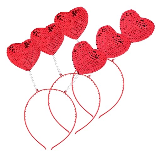 SOESFOUFU 3st Stirnband Valentinstag Partyzubehör Valentinstag Party Kopfschmuck Valentinstag-party Accessoires Zum Valentinstag Kopfkissen in Form Einer Pailletten-liebe Haarschmuck Plastik von SOESFOUFU