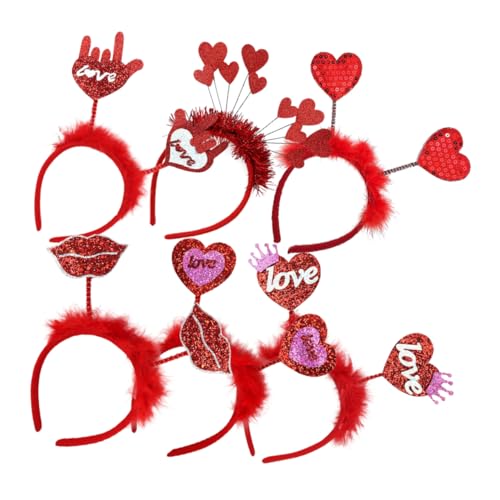 SOESFOUFU 6St liebe Stirnband Party-Kopfschmuck herz stirnbänder erwachsene Valentinstag Haarreifen Stirnbänder für Erwachsene valentinstag zubehör Valentine Herz Stirnband Plastik rot von SOESFOUFU