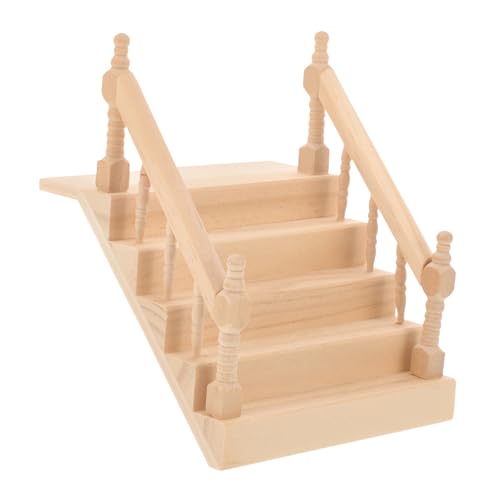 SOESFOUFU Modell Einer Treppe mit Handlauf Dekoration Schlafzimmer Bedroom Decor Miniatures Kinderzimmer-Dekoration Puppenhausmöbel Puppenhauszubehör simulierte Möbelmodelle Mini-Holztreppe von SOESFOUFU