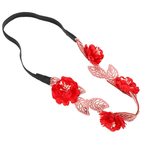 SOESFOUFU Stirnband Haarschmuck zum Valentinstag rote Rosenhaarkrone Blumenhaarkranz weihnachtlicher haarreif weihnachts haarband Valentinskostüm Valentinstag-Kostüm-Stütze Stoff von SOESFOUFU