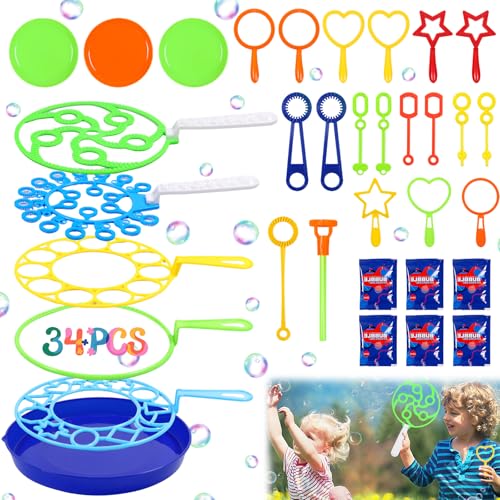 34 Stück Seifenblasen Set für Kinder, Große Seifenblasenstäbe, Riesenseifenblasen, Kinder Seifenblasen Blase, Zauberstab Einstellen Seifenblasen für Outdoor Kindergeburtstag Bubble Maker Spiele 34 Stück Seifenblasen Set für Kinder, Große Seifenblasenstäbe, Riesenseifenblasen, Kinder Seifenblasen Blase, Zauberstab Einstellen Seifenblasen für Outdoor Kindergeburtstag Bubble Maker Spiele von SOETDERT